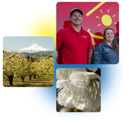 3 photos of Hood River, OR and A&E Plumbing, Heating and Air employees are stacked together. 